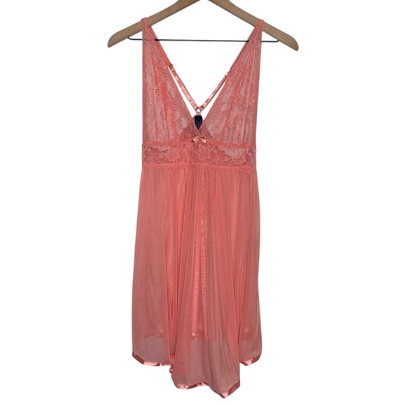Fairy Princess Babydoll Pink Lace Mesh Halter Chemise Balletcore Dress Lingerie - Picture 3 of 9